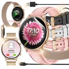 SMARTWATCH ZEGAREK DAMSKI POLSKIE MENU ROZMOWY POWIADOMIENIA SPORT ZŁOTY PL