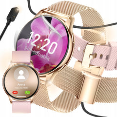 SMARTWATCH ZEGAREK DAMSKI POLSKIE MENU ROZMOWY POWIADOMIENIA SPORT ZŁOTY
