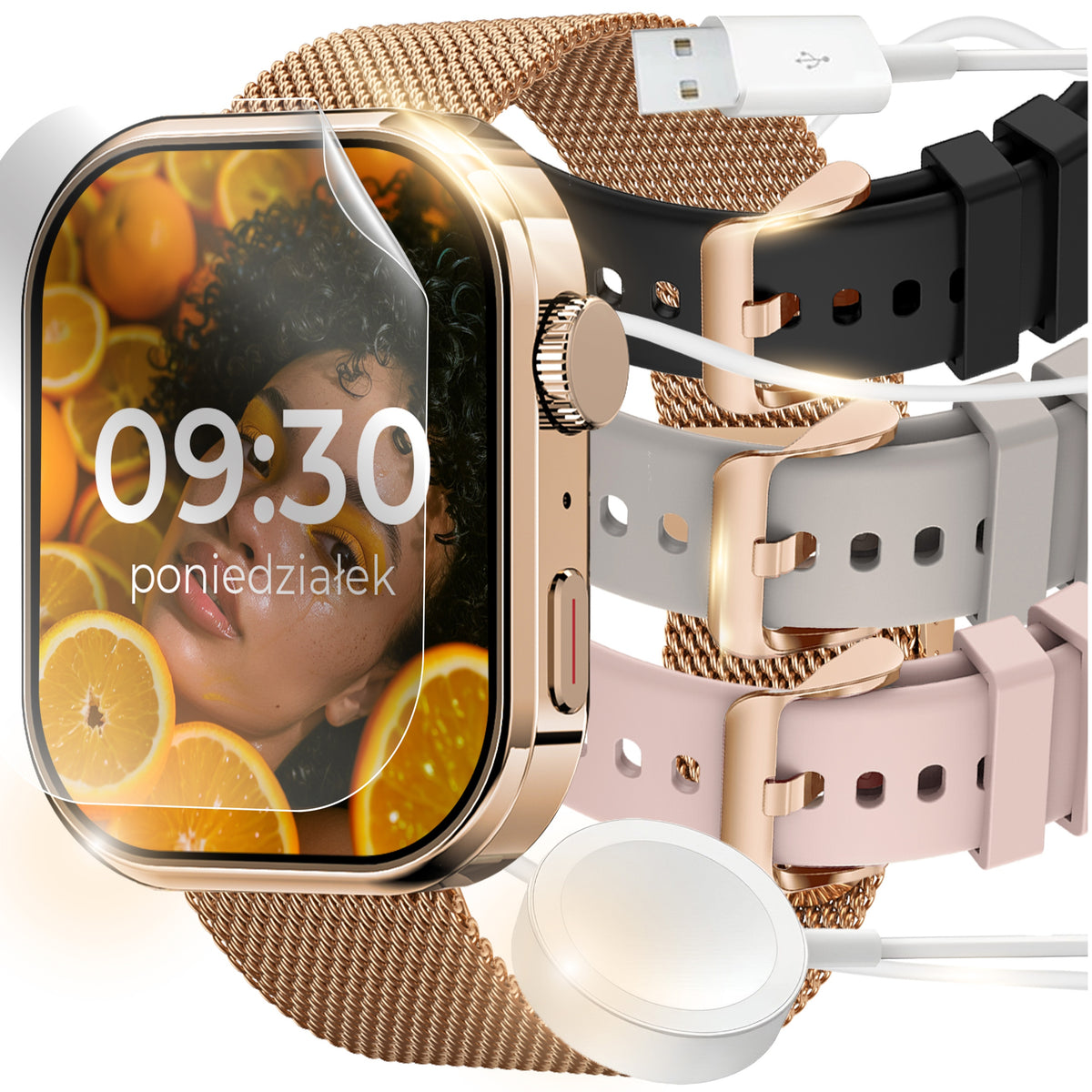 SMARTWATCH ZEGAREK DAMSKI ROZMOWY SPORT ZDROWIE ZLOTY CUKIER ZŁOTY PL